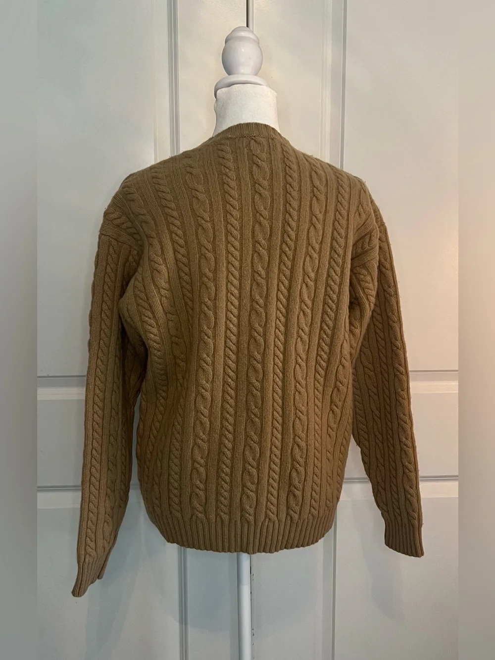 J Crew Men's Lambswool Cable Knit Crewneck Sweater - Brown Sz M